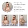 EMMOR Long Blonde Mixed White Wave Wig with Bangs Dark Roots Curly Wig for Women Synthetic Wig Natural Looking Heat Resistant Fiber Wigs view 2
