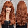 EMMOR Orange Brown Long Wigs for Women, Natural Wavy wig with Bangs Heat Resistant Fiber Synthetic Wigs for Daily PartyStrawberry blonde view 1