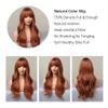 EMMOR Orange Brown Long Wigs for Women, Natural Wavy wig with Bangs Heat Resistant Fiber Synthetic Wigs for Daily PartyStrawberry blonde view 2