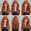 EMMOR Orange Brown Long Wigs for Women, Natural Wavy wig with Bangs Heat Resistant Fiber Synthetic Wigs for Daily PartyStrawberry blonde view 3
