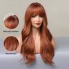 EMMOR Orange Brown Long Wigs for Women, Natural Wavy wig with Bangs Heat Resistant Fiber Synthetic Wigs for Daily PartyStrawberry blonde view 4