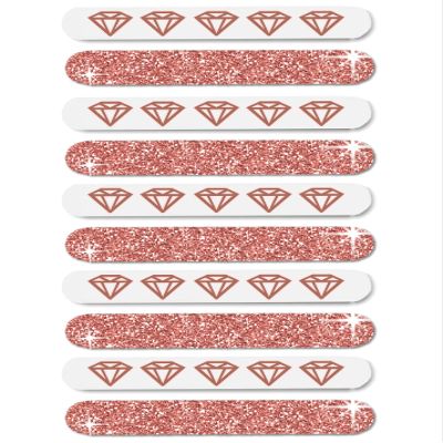 Nail File Party Favors - Set of 10 Rose Gold Sparkle Diamond Icon Nail Files - Bulk Items for Gift Bag Fillers for Women - Emery Board(10 Dia) RG