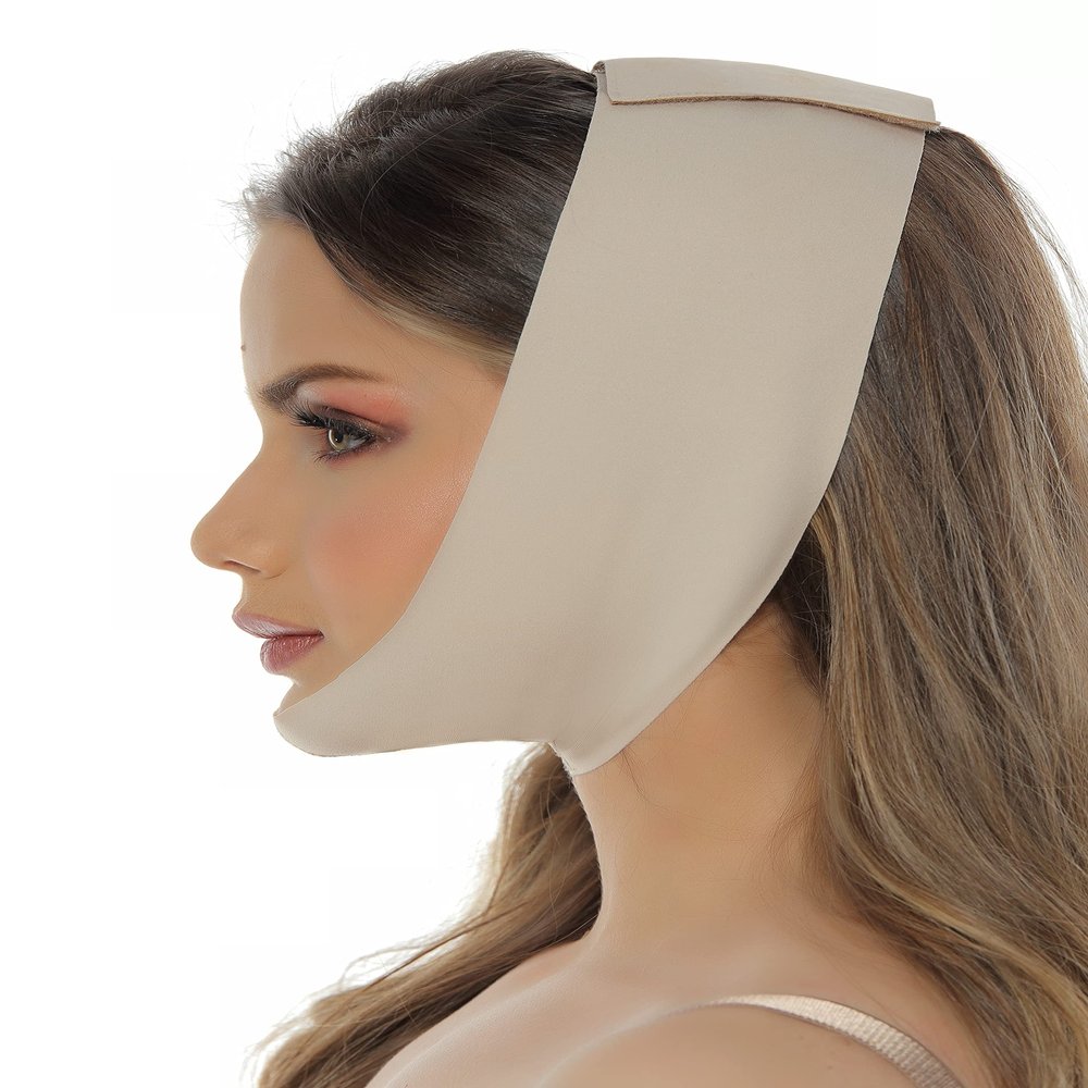 Facial Double Chin Reducing Belt Face Lipo Compression Facial Wrap After Surgery Slimming & Toning Strap Mask During Night (BROWN)