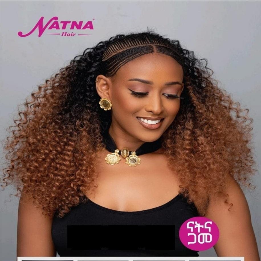Natna Hair Synthetic 4 Bundle Hair Extension for Traditional Eritrean Ethiopian Hair Braiding (Sanday Ombre 30 XL)