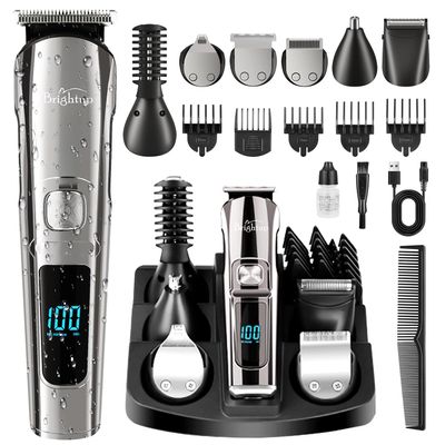 Brightup Beard Trimmer for Men - Electric Razor & Shaver, Cordless Hair Clippers Trimmers Set, IPX7 Waterproof Mens Grooming Kit for Shaving Face, Mustache, Body, Ear, Nose Hair Trimmer, Gifts for Men