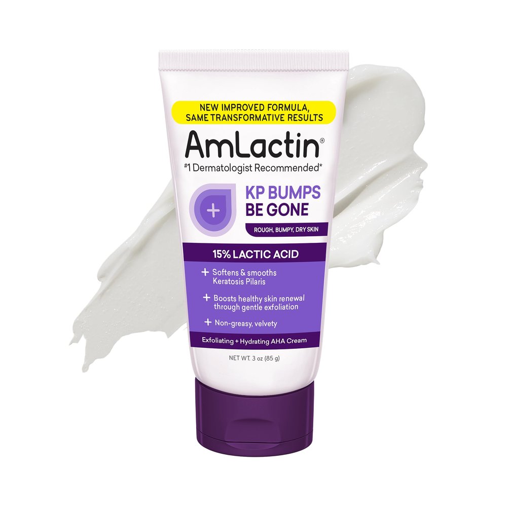 AmLactin KP Bumps Be Gone - Therapeutic Body Cream for Keratosis Pilaris - No-Scrub Exfoliator and Body Moisturizer for Dry Skin with 15% Lactic Acid AHA, 3 oz (Packaging May Vary)