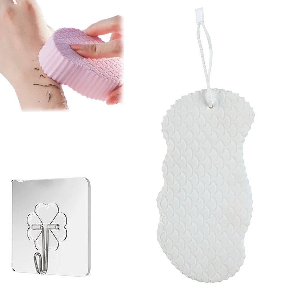 RTcald Ultra Soft Bath Body Shower Sponge,3D Bath Sponge Shower Brush,Spa Scrub Exfoliator Dead Skin Remove,Sponge Bath Sponge for Adults Children and Pregnant Women (White)