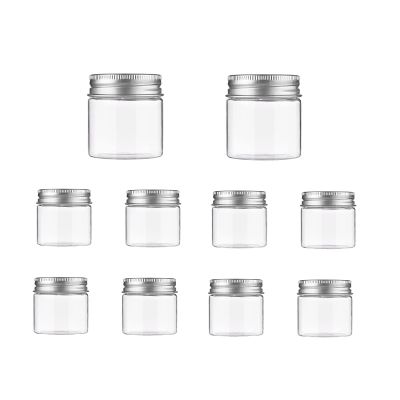 1oz Plastic Jars Containers with Lids Empty Refillable 30ml Round Tins Travel Bottles for Cosmetic, Lip Balms, Creams, Lotions, Salves, Ointment (10pcs,Aluminum Lid)