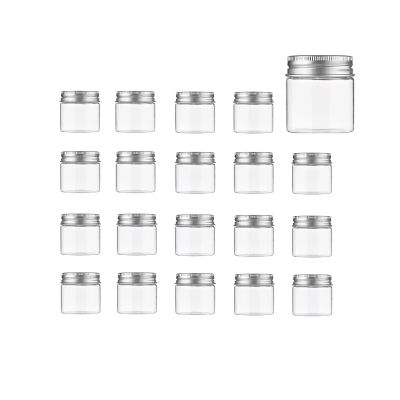 1oz Plastic Jars Containers with Lids Empty Refillable 30ml Round Tins Travel Bottles for Cosmetic, Lip Balms, Creams, Lotions, Salves, Ointment (20pcs,Aluminum Lid)