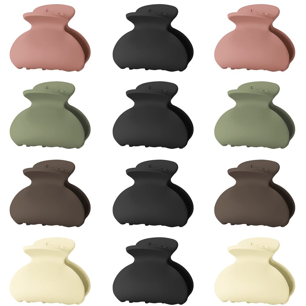12 Pack Small Hair Claw Clips for Women Thin Fine Short Hair, 1.5 Inch Lolalet Cute Medium Size Jaw Clips Acrylic No Slip Hair Clamps Mini for Girls Kids -Style B