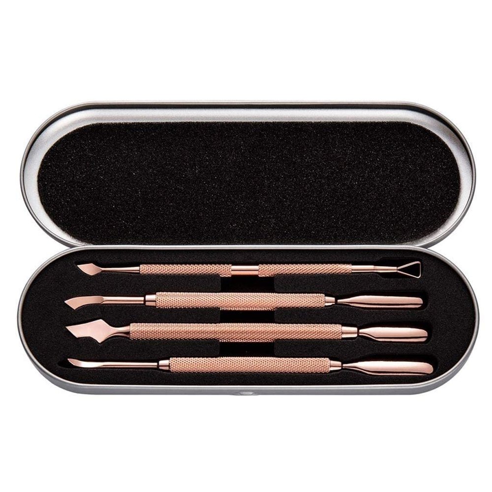 XIXIDIAN 4pcs Double-Ended Stainless Steel Cuticle Pusher Dead Skin Push Remover for Pedicure Manicure Nail Art Cleaner Care Tool