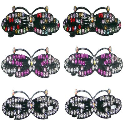 Set of 6 JCGY Metal Barrettes Short/Wide Butterfly Barrettes 0552multiFuCry