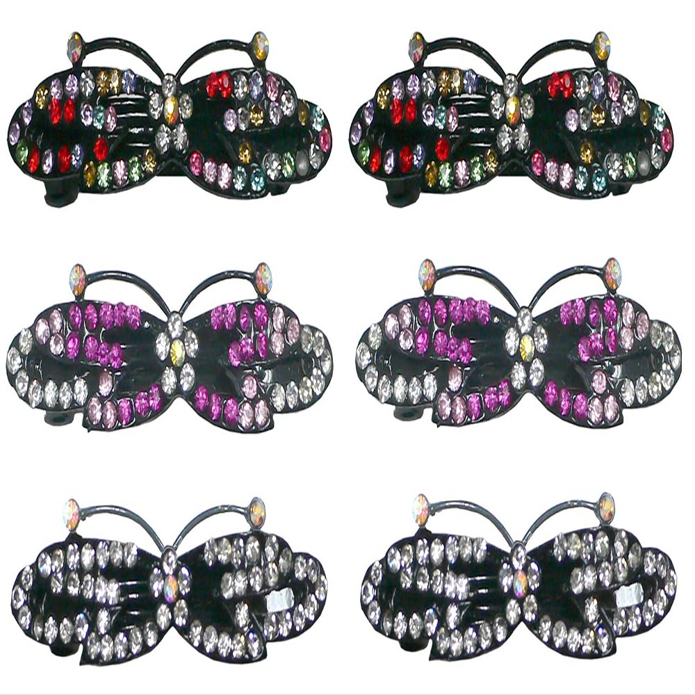 Set of 6 JCGY Metal Barrettes Short/Wide Butterfly Barrettes 0552multiFuCry