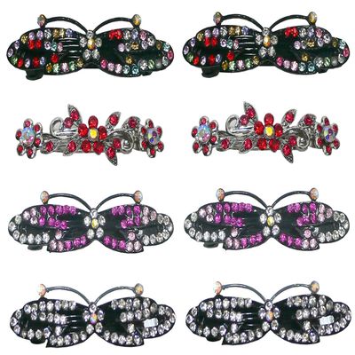 Set of 8 JCGY Metal Barrette Short/Wide Butterfly Barrettes 0552-mRedFuCry