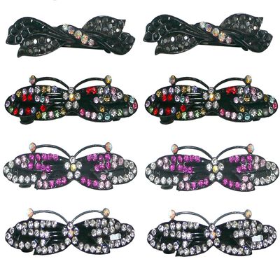 Set of 8 JCGY Metal Barrettes 2 Designs: Short/Wide Butterfly and RibbonBow Barrettes 0552/0646mJetFuCry