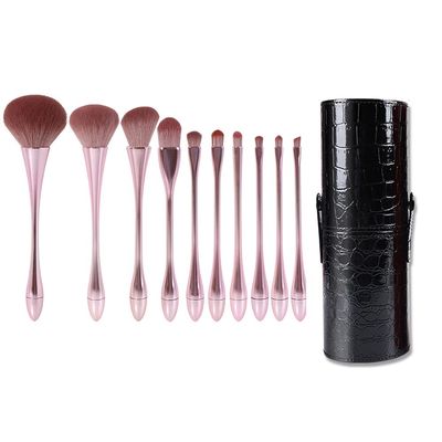 Makeup Brush10 Brushes Set Purple Gold Foundation Blush Eyeshadow Concealer Brushes Makeup Tools Professional Makeup Tools Lip Brush Loose Powder Brush Eyebrow Brush Professional Makeup Tools (10 Brush Sets + Purple Gold Pink + Black Brush Bucket)