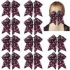 10 Pieces 7 Inch Breast Cancer Awareness Large Cheer Hair Bows Ponytail Holder Elastic Cheerleader Bow Holder Ribbon Hair Band For Breast Cancer Month (Black) view 1