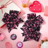 10 Pieces 7 Inch Breast Cancer Awareness Large Cheer Hair Bows Ponytail Holder Elastic Cheerleader Bow Holder Ribbon Hair Band For Breast Cancer Month (Black) view 3