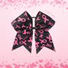 10 Pieces 7 Inch Breast Cancer Awareness Large Cheer Hair Bows Ponytail Holder Elastic Cheerleader Bow Holder Ribbon Hair Band For Breast Cancer Month (Black) view 4