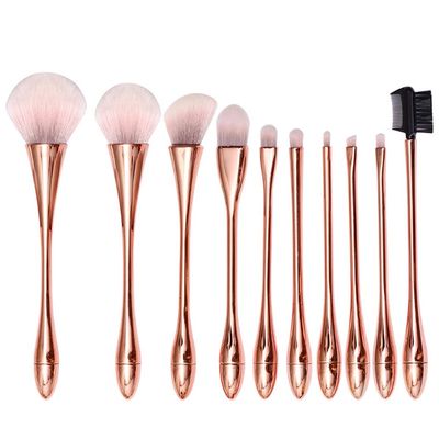 Makeup Brushes Synthetic Hair Loose Powder Brush Blush Brush Contour Brush Foundation Brush Eye Shadow Brush Lip Brush Dual Purpose Eyebrow Comb Professional 10pcs Makeup Tools Set (Rose Gold 10 Set Gray Powder White + Opp Bag)