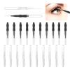 20 Pcs Micro Eyebrow Brush With Cap,Eyebrow Spoolie Brush Micro Eyebrow Lamination Brush 2 Size Multifunctional Micro Spooly Lash Mascara Brush Comb for Eyelash Lift Extensions Brow Clean(White,Black) view 1