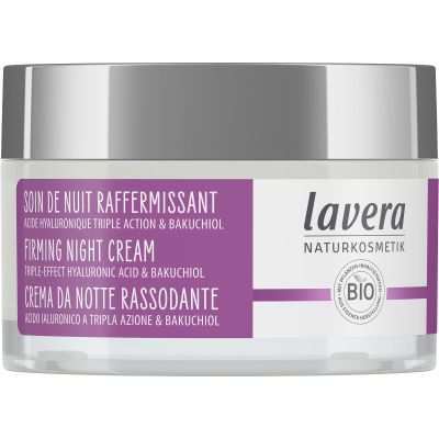 lavera Firming Night Care - Anti Aging Night Cream with Triple Hyaluron & Bakuchiol for Smooth Skin - Anti Wrinkle Face Cream - Face Moisturizer - PETA Certified - Vegan - Made in Germany - 1.7 Fl Oz