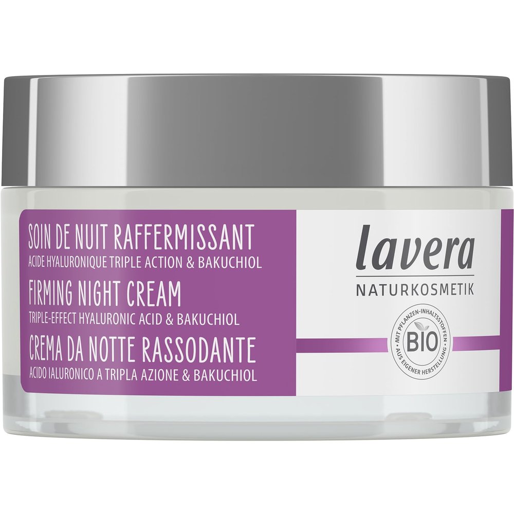 lavera Firming Night Care - Anti Aging Night Cream with Triple Hyaluron & Bakuchiol for Smooth Skin - Anti Wrinkle Face Cream - Face Moisturizer - PETA Certified - Vegan - Made in Germany - 1.7 Fl Oz