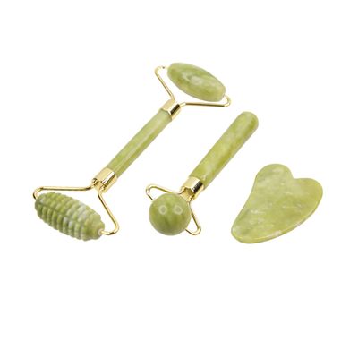 3-in-1 Jade Gua Sha and Face Roller Set, Birth Flowers Design, Face Massage Tools for Skin Head Body Shoulders Muscle, Facial Treatment Skin Tool for Puffy Eyes Saggy Skin and Tired Muscles (Custom)