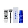 Harry's Original Shaving Kit for Men - Razor Handle, 5 Razor Blade Refills, Foaming Shave Gel, and Travel Blade Cover - German Engineered - Charcoal view 1