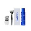 Harry's Original Shaving Kit for Men - Razor Handle, 3 Razor Blade Refills, Foaming Shave Gel, and Travel Blade Cover - German Engineered - Charcoal view 1