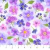 Northcott Pressed Flowers 24649 82 Lavender Flowers Toss view 1
