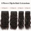 KooKaStyle Clip in Synthetic Hair Extensions Long Wavy 4PCS Thick Hairpieces Dark Brown 6# Fiber Double Weft Natural Hair Extensions 16 Inch for Women view 4