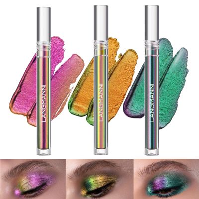 BIOKUSY 3 Colors Metallic Liquid Chameleon Eyeshadow, Multi-Dimensional Eye Looks, Long-lasting Holographic Glitter Multichrome Eyeshadows Makeup (#Peacock+Wonder+Ember)