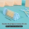 AKOAK 100 Pcs/set Colorful Double Head Spiral Cotton Swabs, Ear Picking Cotton Swabs, Makeup Remover Swabs (Blue) view 3