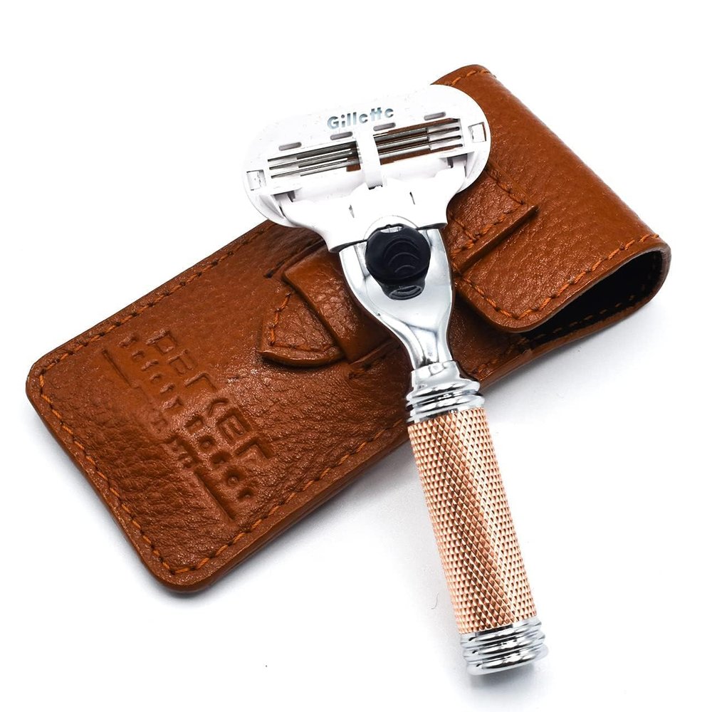 Parker Womens Travel Razor, Compact 3-Blade, Rose-Gold