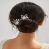 SWEETV 2Pcs Handmade Wedding Hair Pins,Flower Bridal Hair Pin-Beaded Wedding Hair Accessories for Brides, Silver view 2