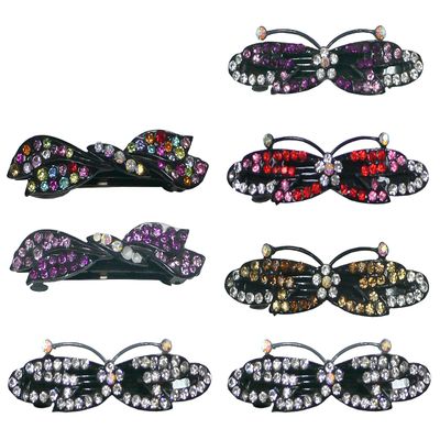 Set of 7 JCGY Metal Barrettes Short/Wide Butterfly Barrettes 0552, 1 or 2 ea 6 colors