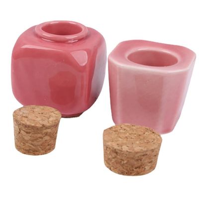 2pcs Porcelain Material Dappen Dish with Soft Wooden Cap Nail Art Acrylic Powder Nail Art Tools Porcelain Cup Porcelain Dappen Cup Nail Art Acrylic Liquid Powder Dappen Dish, Pink