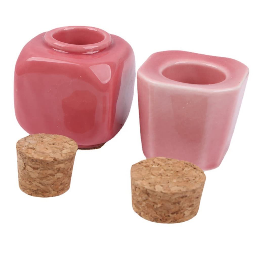 2pcs Porcelain Material Dappen Dish with Soft Wooden Cap Nail Art Acrylic Powder Nail Art Tools Porcelain Cup Porcelain Dappen Cup Nail Art Acrylic Liquid Powder Dappen Dish, Pink