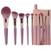 New 10 Makeup Brush Set Purple Soft Hair Wooden Handle Makeup Brush Soft and Durable Loose Powder Brush Eyeshadow Brush Beauty Tools Supplies with Brush Bag (10 Sets of Brushes + Pink Sling Bag) view 1