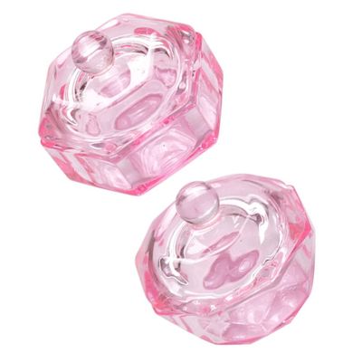 FOMIYES Glass Containers Nail Glass Cup 2Pcs Nail Art Acrylic Liquid Powder Dappen Dish Glass Crystal Manicure Cup with Lid Nail Art Mixing Accessory Glass Containers Glass Dishes