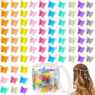 100 Pieces Butterfly Hair Clips with Box - Cute Mini Clips and Hair Accessories for Women (Jelly Color)