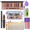 All in One Makeup Set For Women Full Kit - 12 Colors Eyeshadow Palette, Black Mascara Eyeliner Pen, 3pcs Matte Liquid Lipstick, Eyebrow Soap Gel Kit, 12 pcs Brushes & Sponge with Makeup Bag Gift Set view 1