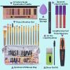 All in One Makeup Set For Women Full Kit - 12 Colors Eyeshadow Palette, Black Mascara Eyeliner Pen, 3pcs Matte Liquid Lipstick, Eyebrow Soap Gel Kit, 12 pcs Brushes & Sponge with Makeup Bag Gift Set view 2
