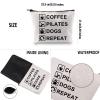 G2TUP Coffee Pilates Dogs Repeat Makeup Bag Coffee Pilates Dog Lover Cosmetic Bag Pet Owner Gift Coffee Dog Pilates Themed Zipper Travel Pouch (Coffee Pilates Dogs Repeat White Bag) view 3