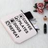 G2TUP Coffee Pilates Dogs Repeat Makeup Bag Coffee Pilates Dog Lover Cosmetic Bag Pet Owner Gift Coffee Dog Pilates Themed Zipper Travel Pouch (Coffee Pilates Dogs Repeat White Bag) view 4