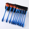 10 Pcs Makeup Brush Set Loose Powder Blush Brush Beauty Tool Goblet Style Makeup Brush Bristles Soft and Slender Contouring Brush Beauty Brush Eyebrow Comb Set (Blue + Orange Bottom Brown Head + opp Packaging) view 4