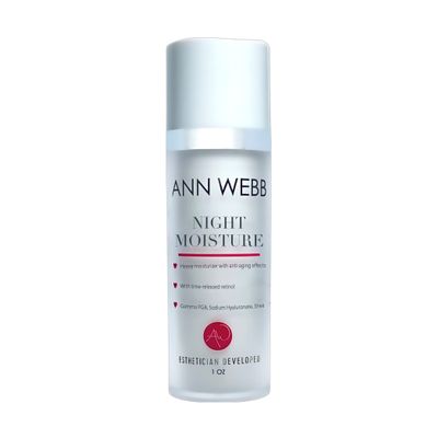 Ann Webb Night Moisture Lotion - All Natural Thick Night Moisturizer for Face w/Retinol - Intense Soothing Night Cream for Firming, Anti-Aging & Wrinkle Cream - For Dry, Normal & Oily Skin 1oz