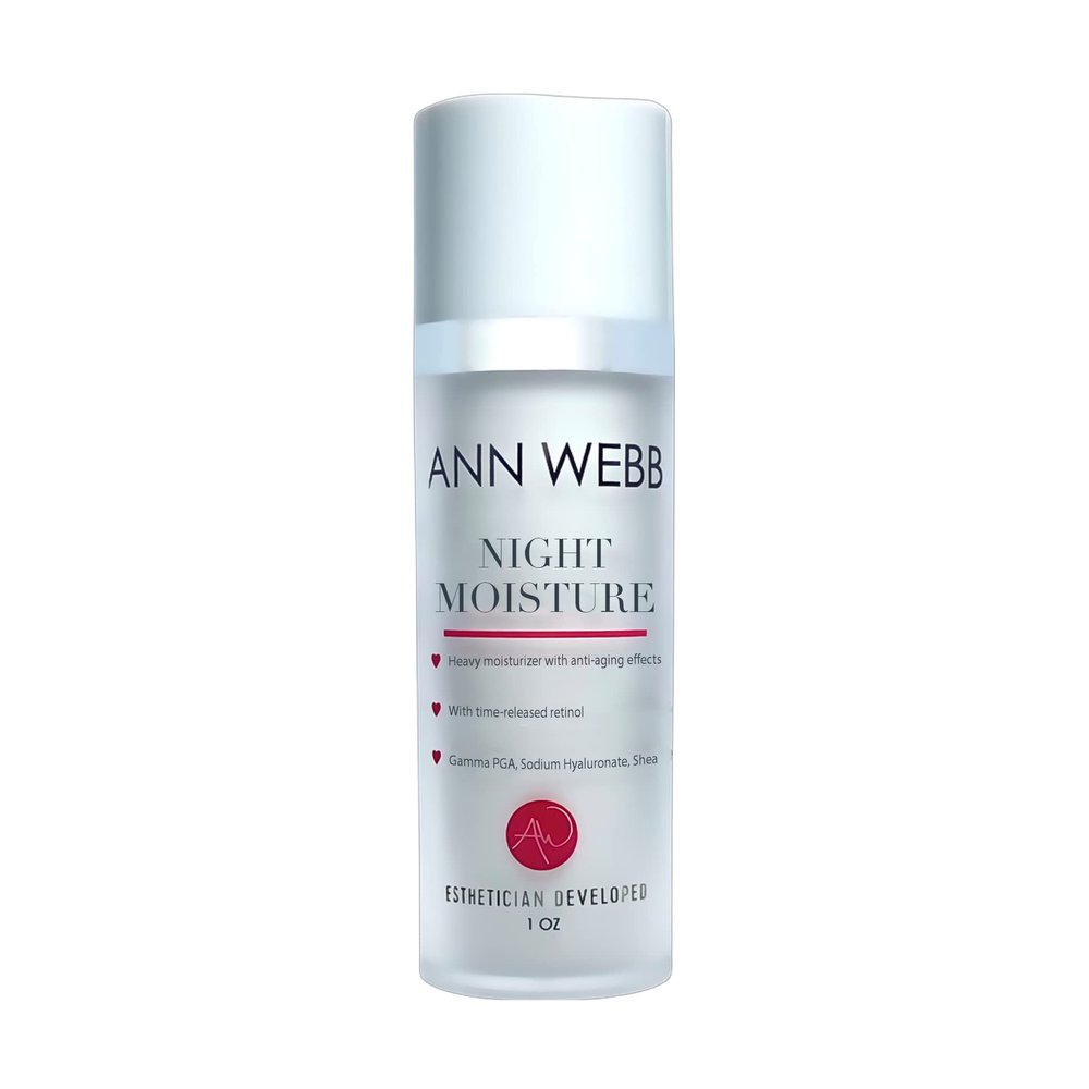 Ann Webb Night Moisture Lotion - All Natural Thick Night Moisturizer for Face w/Retinol - Intense Soothing Night Cream for Firming, Anti-Aging & Wrinkle Cream - For Dry, Normal & Oily Skin 1oz