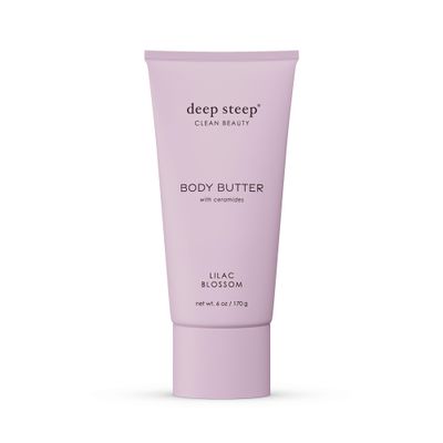 Deep Steep Body Butter, 6 oz Rich Moisturizer with Ceramides, Coconut Oil, Argan Oil & Aloe Vera Vegan, Clean Beauty, Smooth & Hydrated Skin (6 Ounces, Lilac Blossom)
